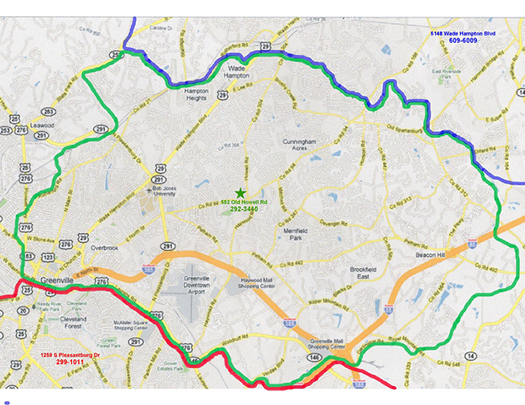 Old Howell Rd delivery map