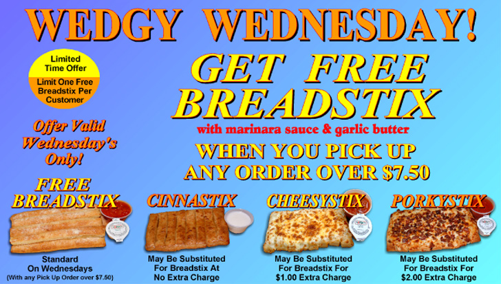 Wednesday .... The Best Day to Pick Up A Pizza!