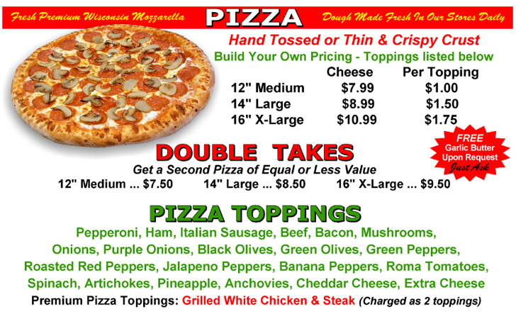 Build Your Own Pizza Prices